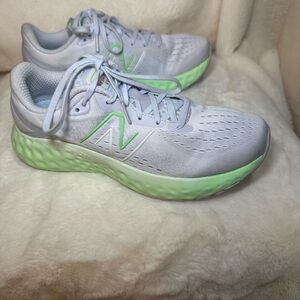 Women New Balance Light Gray and Mint Sneakers
